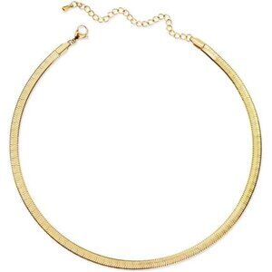 Gold Flat Chain Necklaces for Women Stainless Steel Snake Chain Cute